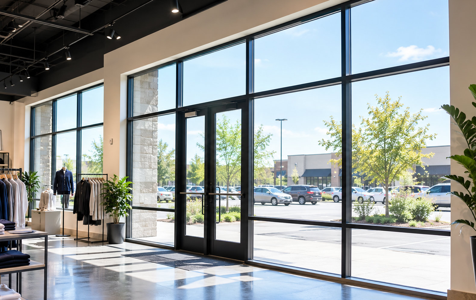 Modern commercial property with professionally installed windows